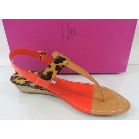 Diane Von Furstenberg Darling T-Strap Thong Wedge Sandal Leopard - Picture 11 of 12